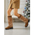 abordables Botas de nieve e invierno-Botas altas marrones de piel sintética para mujer – botas peludas con tacón grueso, calzado de invierno cómodo y a la moda para uso diario