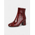 cheap Ankle Boots-Women's Burgundy Crocodile-Print Leather Ankle Boots with Block Heel and Zipper Closure – Elegant Square Toe Design for Daily and Office Wear