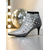 abordables Botines-Botines de malla con diamantes de imitación para mujer: zapatos de fiesta con tacón de gatito y punta brillante para salidas nocturnas. &amp;eventos de cóctel
