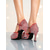 baratos Sapatos de Dança Latina-Sapatos de dança latina femininos vermelhos com strass - sandálias de salão brilhantes de salto alto com bico aberto e tira no tornozelo para salsa, tango e apresentações de palco.