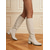 abordables Botas de moda-Botas altas blancas de piel sintética para mujer con tacón cuadrado: un calzado elegante y con estilo para invierno, otoño y ocasiones formales.