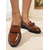 abordables Zapatillas sin cordones y mocasines de mujer-Mocasines de mujer rojos de charol con detalle de moño y suela gruesa – Zapatos elegantes sin cordones para oficina y uso diario