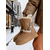 baratos Botas de neve e inverno-Botas de inverno femininas marrons com forro de pele sintética – detalhe de fivela, quentinhas e aconchegantes, com sola plataforma para uso casual ao ar livre, dias de neve e moda de inverno.