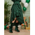voordelige St. Patrick&amp;#39;s Day-Dameslaarsjes van bosgroen fluweel met vetersluiting – elegante laarsjes met kittenhak en strikdetail voor St. Patrick's Day en winterfestivals.