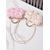 billige Bryllup ACC-Blomsterkledd kveldsclutch til dame med kjede-skulderrem, elegant roseapplikasjonsdesign, flerfarget formell veske til bryllup, kveldsfester og banketter