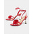 abordables Invité au mariage-Sandales à talon rose noir pour femme - élégantes sandales fleuries à talons hauts avec détails dorés, chaussures d'invitée chics pour les mariages citadins sophistiqués