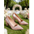cheap Bridesmaid-Women's Metallic Pink Pointed Toe Heels with Chunky Heel – Elegant Wedding Guest and Bridesmaid Shoes for Garden Weddings