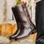 abordables Bottes de motard-Homme Bottes Bottes de Cowboy Rétro Marche Occasionnel Quotidien PU Confortable Bottes Mi-Mollet Mocassin Brun foncé Jaune marron Noir Printemps Automne