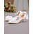 abordables mariée-Chaussures de mariage en satin à petit talon pour femme, ornées d'un nœud. &amp;Escarpins de mariée à bride cheville ornés de fleurs en organza et de perles, élégants et confortables pour la cérémonie de