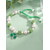 abordables Accesorios-Conjunto de pulsera y pendientes de trébol de aleación y acrílico para mujer, con cuentas verdes y blancas, perfecto para el Día de San Patricio y para uso diario.