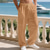 preiswerte Urlaub-Herren Leinenhosen Hose Sommerhose Baggy-Hosen Strandhose Kordelzug Elastischer Bund Einfarbig Komfort Atmungsaktiv Täglich Outdoor Strand Urlaub Mode KhakiA Schwarz Unelastisch