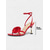 abordables Invité au mariage-Sandales à talon rose noir pour femme - élégantes sandales fleuries à talons hauts avec détails dorés, chaussures d'invitée chics pour les mariages citadins sophistiqués