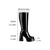preiswerte Frauen Schuhe-Frauen Mardi Gras 1980er Retro Lila Plattform kniehohe Stiefel mit Blockabsätzen – Glänzendes Lackkunstleder perfekt für Karnevalsparaden und festliche Feiern