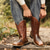 ieftine Cizme Cowboy &amp; Western-cizme de cowboy occidentale din piele artificială brodate maro pentru bărbați - stil clasic rodeo cu vârf pătrat, durabil, pentru fermă și îmbrăcăminte în aer liber