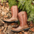 ieftine Cizme Cowboy &amp; Western-cizme de cowboy occidentale din piele artificială brodate maro pentru bărbați - stil clasic rodeo cu vârf pătrat, durabil, pentru fermă și îmbrăcăminte în aer liber