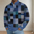 baratos Polo Geométrico Masculino-Homens Bloco de cor Geométrico Camisas Polo Manga Longa Colarinho Clerical Casual Férias Roupa Esportiva Casual / Diário Patchwork Impressão 3D Primavera Outono Azul 1 Azul 3# Azul 2#
