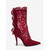 preiswerte Hochzeitsgast-Rote Damen-Stiletto-Stiefeletten mit Spitze – elegante, romantische High Heels für Partys, Abende, Hochzeiten und besondere Anlässe