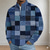 baratos Polo Geométrico Masculino-Homens Bloco de cor Geométrico Camisas Polo Manga Longa Colarinho Clerical Casual Férias Roupa Esportiva Casual / Diário Patchwork Impressão 3D Primavera Outono Azul 1 Azul 3# Azul 2#