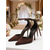 cheap Wedding Guest-Women's Nude Suede Ankle-Tie Heels – Elegant Pointed-Toe Stiletto Pumps for Indoor Weddings, Wedding Guests and Dressy Formal Party Shoes