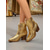abordables Chaussures de femme-Bottes à chevilles en croco doré embossé avec talon bloc pour femmes bottes au style métallique pour le carnaval parfaites pour les fêtes de carnaval et les célébrations de festival