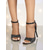 abordables Invité au mariage-Sandales à talons aiguilles noires à paillettes pour femmes, avec bride à la cheville, bout ouvert, idéales pour les invitées à un mariage, élégantes et tendance. &amp;chaussures de cocktail