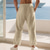 preiswerte Urlaub-Herren Leinenhosen Hose Sommerhose Strandhose Kordelzug Elastischer Bund Einfarbig Komfort Atmungsaktiv Täglich Outdoor Strand Urlaub Mode Blau Schwarz