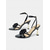 abordables Invité au mariage-Sandales à talon rose noir pour femme - élégantes sandales fleuries à talons hauts avec détails dorés, chaussures d'invitée chics pour les mariages citadins sophistiqués