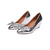 baratos noiva-Sapatos de noiva femininos prateados metálicos com salto plataforma e detalhe de laço com strass, elegantes sapatos de casamento fechados para noivas, saltos brilhantes e confortáveis para cerimônia.