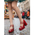 economico Scarpe da donna-Décolleté piattaforme in similpelle rossa lucida da donna per Mardi Gras con doppie fibbie stile Mary Jane - Perfette per Carnevali sfilate e celebrazioni festival