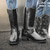 abordables Bottes de motard-Homme Bottes Bottes de Cowboy Rétro Marche Occasionnel Quotidien PU Confortable Bottes Mi-Mollet Mocassin Brun foncé Jaune marron Noir Printemps Automne