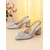 abordables Madre de la Novia/Novio-Zapatos de tacón cuadrado con tira trasera brillante para mujer: zapatos de punta puntiaguda con purpurina y perla &amp;Adornos de cristal, estilo elegante y cómodo para madres que asisten a bodas en
