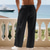 preiswerte Urlaub-Herren Leinenhosen Hose Sommerhose Baggy-Hosen Strandhose Kordelzug Elastischer Bund Einfarbig Komfort Atmungsaktiv Täglich Outdoor Strand Urlaub Mode KhakiA Schwarz Unelastisch