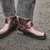 abordables Bottes de motard-Homme Bottes Bottes de Cowboy Rétro Marche Occasionnel Quotidien PU Confortable Bottes Mi-Mollet Mocassin Brun foncé Jaune marron Noir Printemps Automne