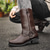 abordables Bottes de motard-Homme Bottes Bottes de Cowboy Rétro Marche Occasionnel Quotidien PU Confortable Bottes Mi-Mollet Mocassin Brun foncé Jaune marron Noir Printemps Automne