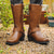 abordables Bottes de motard-Homme Bottes Bottes de Cowboy Rétro Marche Occasionnel Quotidien PU Confortable Bottes Mi-Mollet Mocassin Brun foncé Jaune marron Noir Printemps Automne