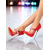 baratos Bombas Clássicas-Sapatos de salto agulha altíssimos com tira de pérolas vermelhas para mulheres - calçado elegante e marcante para baladas e festas de Ano Novo. &amp;eventos festivos