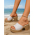 ieftine Sandale tip slide-Sandale de damă cu platformă, albe strălucitoare, cu toc gros – model confortabil, fără slip-on, potrivite pentru ținute casual de plajă, vacanțe și vreme caldă