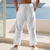 preiswerte Urlaub-Herren Leinenhosen Hose Sommerhose Strandhose Kordelzug Elastischer Bund Einfarbig Komfort Atmungsaktiv Täglich Outdoor Strand Urlaub Mode Blau Schwarz