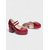 economico Scarpe da donna-Décolleté piattaforme in similpelle rossa lucida da donna per Mardi Gras con doppie fibbie stile Mary Jane - Perfette per Carnevali sfilate e celebrazioni festival