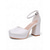 abordables novia-Zapatos de novia con plataforma blanca, tacón cuadrado y tira al tobillo para mujer: elegantes zapatos de boda de punta cerrada para novias en ceremonias formales en la iglesia.
