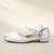 abordables Demoiselle d&amp;#39;honneur-Escarpins blancs à bout pointu et petit talon avec bride cheville pour femme – chaussures de mariage, de demoiselle d'honneur et de cérémonie