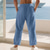preiswerte Urlaub-Herren Leinenhosen Hose Sommerhose Strandhose Kordelzug Elastischer Bund Einfarbig Komfort Atmungsaktiv Täglich Outdoor Strand Urlaub Mode Blau Schwarz