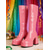 preiswerte Frauen Schuhe-Frauen Mardi Gras 1980er Retro Lila Plattform kniehohe Stiefel mit Blockabsätzen – Glänzendes Lackkunstleder perfekt für Karnevalsparaden und festliche Feiern