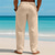 ieftine Vacanţă-Bărbați Pantaloni de in Pantaloni Pantaloni de vară Pantaloni largi Pantaloni de plajă Buzunar Simplu Confort Respirabil Zilnic În aer liber Plajă Vacanță Modă Negru Alb
