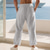 preiswerte Urlaub-Herren Leinenhosen Hose Sommerhose Strandhose Kordelzug Elastischer Bund Einfarbig Komfort Atmungsaktiv Täglich Outdoor Strand Urlaub Mode Blau Schwarz