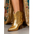 abordables Chaussures de femme-Bottes à chevilles en croco doré embossé avec talon bloc pour femmes bottes au style métallique pour le carnaval parfaites pour les fêtes de carnaval et les célébrations de festival