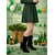 voordelige St. Patrick&amp;#39;s Day-Dameslaarsjes van bosgroen fluweel met vetersluiting – elegante laarsjes met kittenhak en strikdetail voor St. Patrick's Day en winterfestivals.