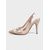 tanie Panna młoda-Damskie złote, metaliczne szpilki typu slingback z noskiem w szpic i wycięciem, eleganckie buty na średnim obcasie dla gości weselnych, stylowe czółenka na imprezę