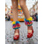 economico Scarpe da donna-Décolleté piattaforme in similpelle rossa lucida da donna per Mardi Gras con doppie fibbie stile Mary Jane - Perfette per Carnevali sfilate e celebrazioni festival