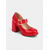 ieftine Pantofi de dama-Tocuri platforme roșii cu cataramă pentru femei stil retro de carnaval perfecte pentru evenimente festive și parade